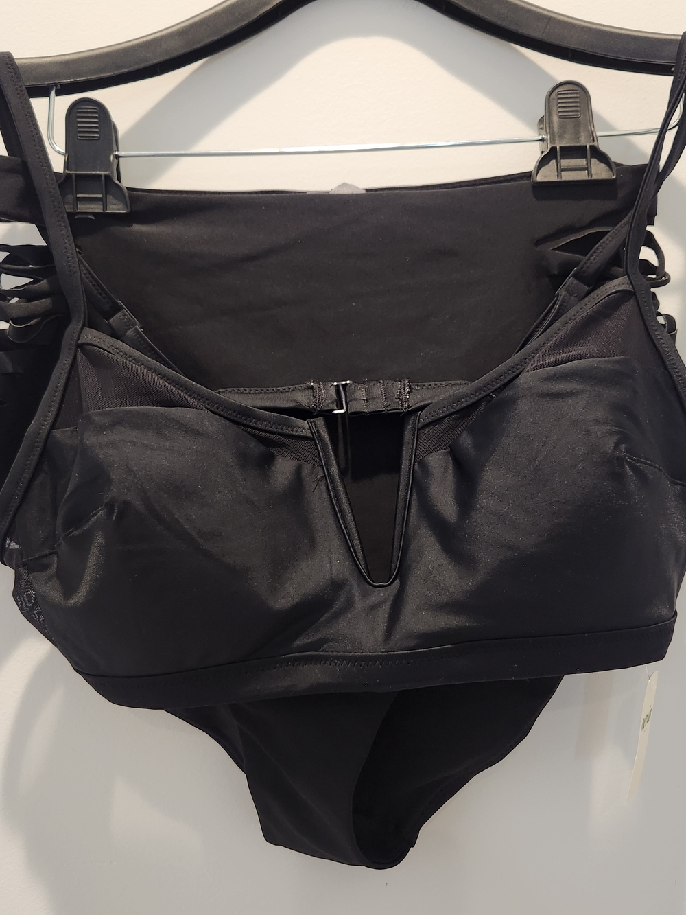 aerie Black Scoop Mesh Top Hi Rise Side Cut Out Bottom Bikini Set